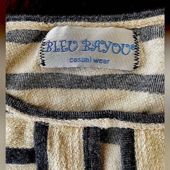 Bleu Bayou Casual Wear Women’s Short Sleeves Blue Stripe Short Dress&Top Sz S-M - Picture 5 of 7